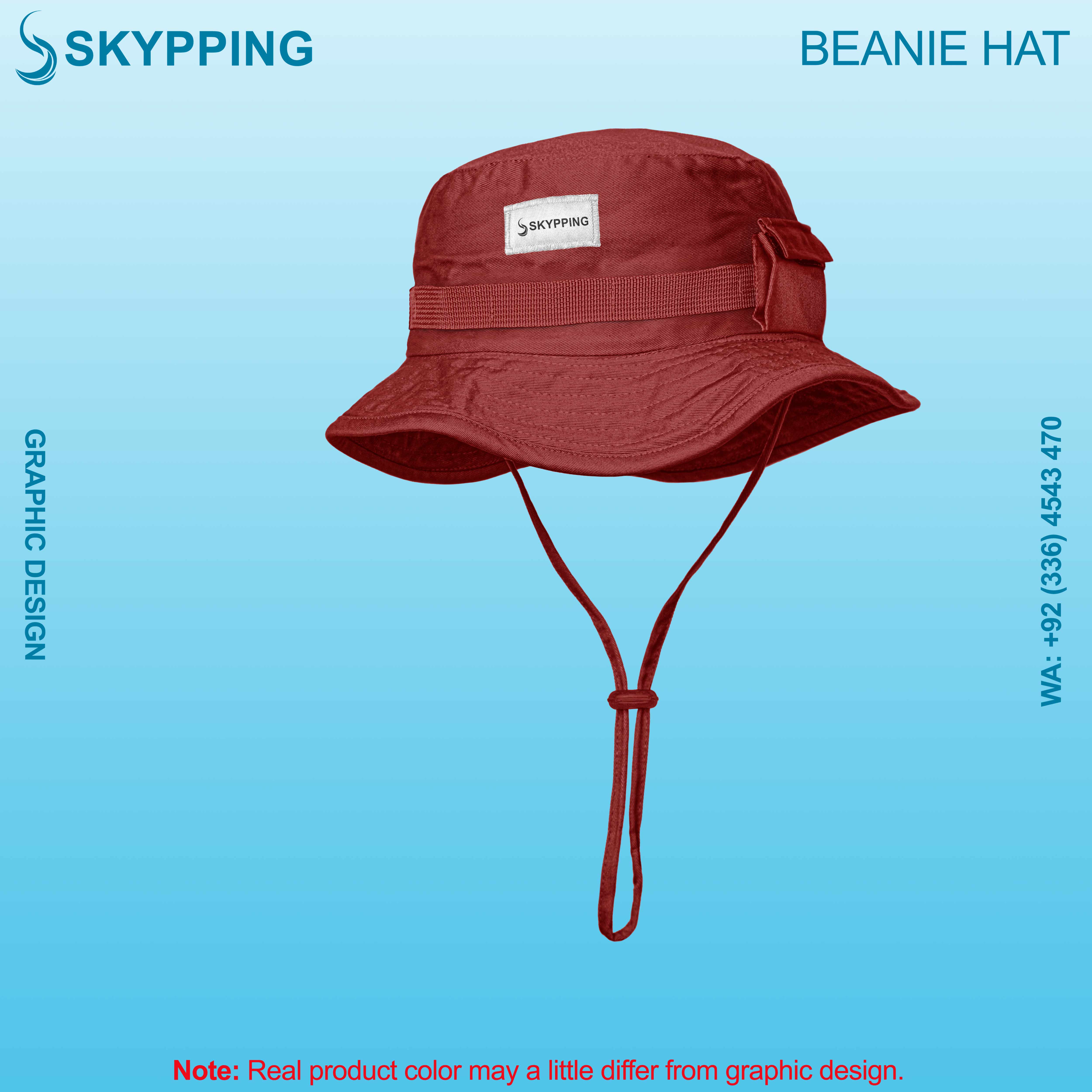 Boonie Hat - Bucket Hat with strip and a side pocket